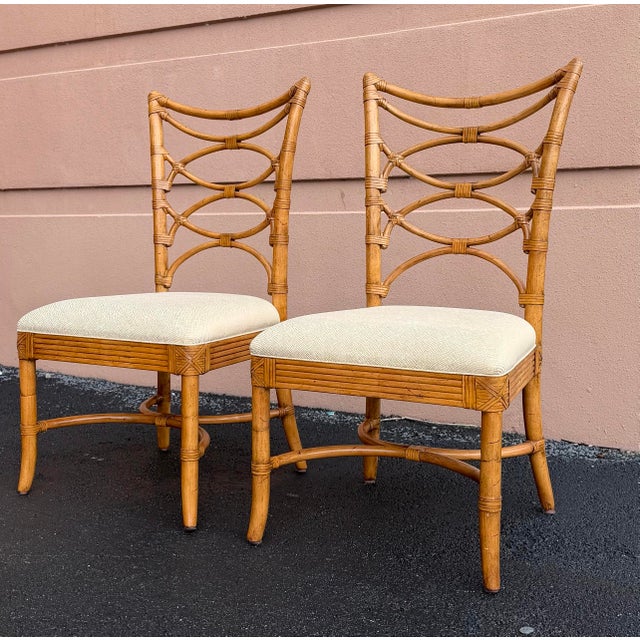 English Lexington Tommy Bahama Beach House Faux Bamboo Dining Chairs, a Pair For Sale - Image 3 of 12