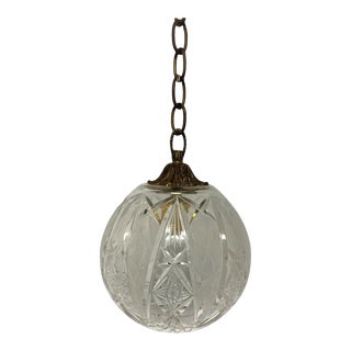 Cut Crystal and Brass Pendant Chandelier For Sale