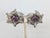 1960s Vintage 1950s Signed Napier Silvertone Filigree Faux-Amethyst Flower Clip Earrings- 2 Pieces For Sale - Image 5 of 8