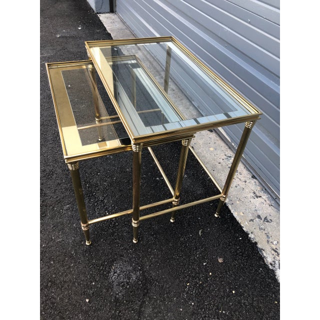 Hollywood Regency Hollywood Regency Brass Nesting Tables - 2 Pieces For Sale - Image 3 of 8