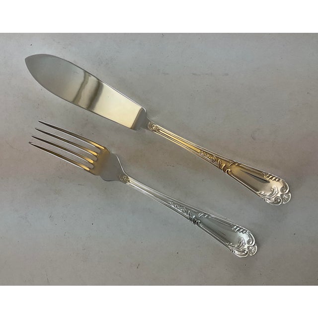 New 1980s Silver Fish Set of 12 Pair Fish Eaters & Fish Servers, La Regence - 26 PCS For Sale - Image 9 of 16