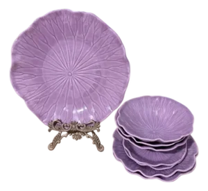 Vintage Metlox California Collection Lotus Poppytrail Serving Plates Purple - Set of 8
