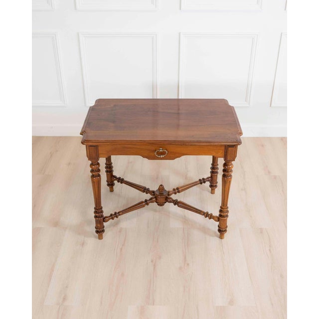 19th Century Italian Walnut Writing Desk, Neoclassical Design For Sale - Image 14 of 18