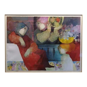 "Les Portador De Natures" Sunol Alvar Hand Signed Print, Framed