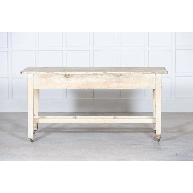 Light Yellow 19th Century Irish Painted Vernacular Pine Farmhouse Table, 1800s For Sale - Image 8 of 12