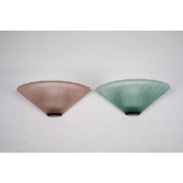 Italian Sconces in Thick Pink and Green Murano Glass by De Majo, 1980s, Set of 2 For Sale - Image 10 of 10