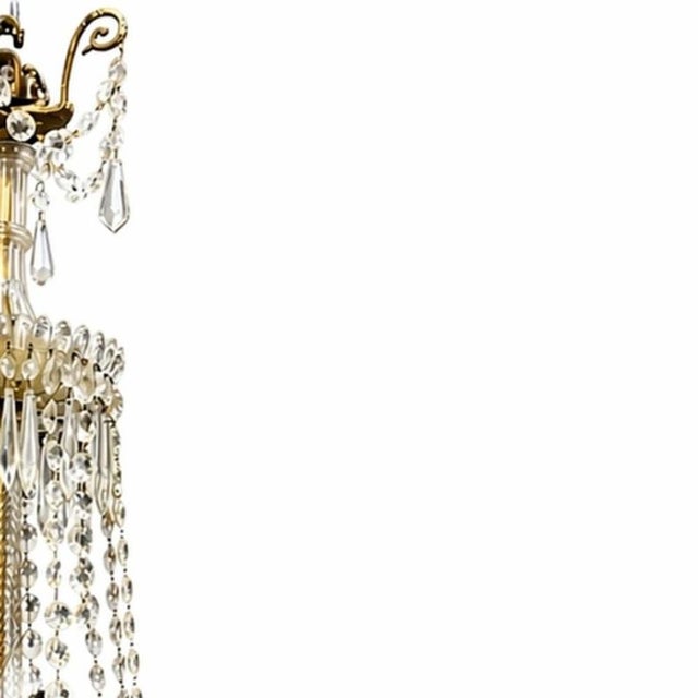 Metal Ceiling Lamp with Crystal Pendants For Sale - Image 4 of 6