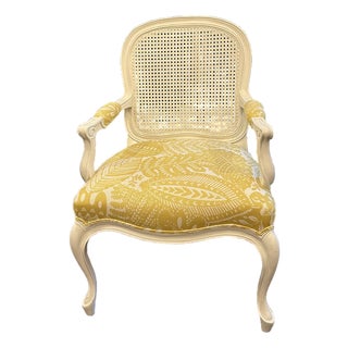 Kendall Wilkinson Home Louis XV Spring Fauteuil Armchair (Yellow) For Sale