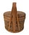 Vintage Hand Woven Chinese Wedding Basket Rattan & Wood 11" Lid. Country Rustic For Sale - Image 4 of 7