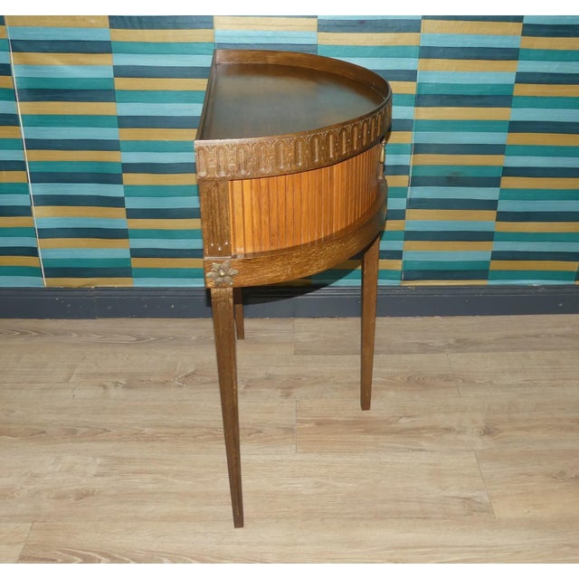 Vintage Demi-Lune Console Table with Mini Chest of Drawers and Slatted Roll-Up Doors, 1970s For Sale - Image 9 of 15
