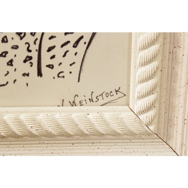 Drawing/Sketching Materials Vintage Art Deco Style Cafe Illustration, Signed - A Pair For Sale - Image 7 of 13