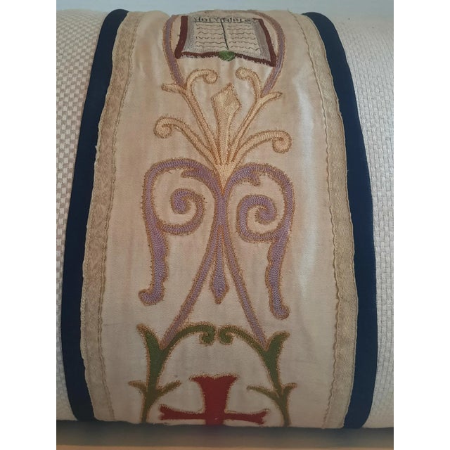 2010s Custom Vintage Vestment Lumbar Pillow For Sale - Image 5 of 7