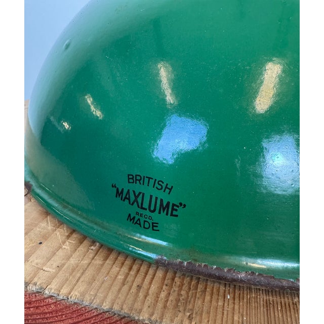 Industrial British Green Enamel Factory Pendant Lamp from Maxlume, 1960s For Sale - Image 11 of 18