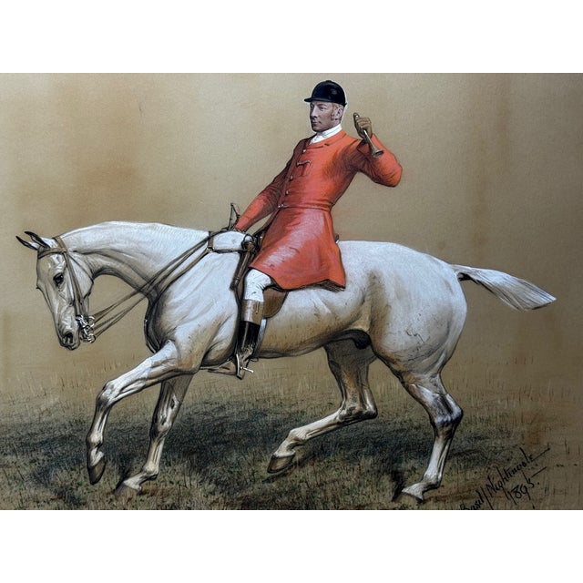 Large British Sporting Masterpiece Painting “Hare Seeds Gentlemen! Hare Seeds — With The Quorn Hunt” Believed to Depict...
