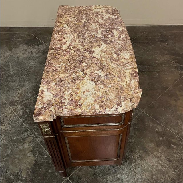 Antique French Louis XVI Marble Top Walnut Commode For Sale - Image 11 of 17
