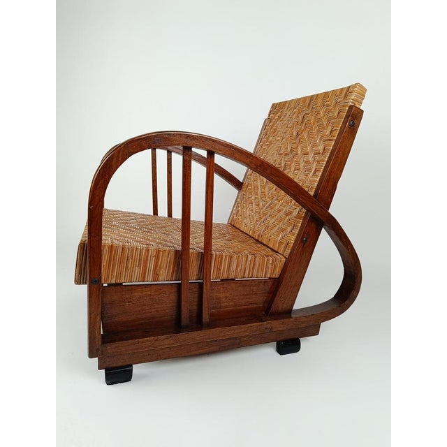 Set of Art Deco Lounge Chairs in Teak and Cane in the style of Francis Jourdain, 1930s For Sale - Image 3 of 18