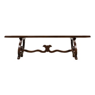 19th Century Spanish Oak Refectory Table With Monumental Trestle Base For Sale