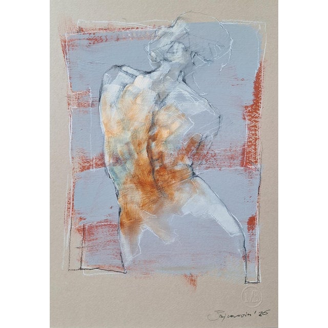 Michal Bajsarowicz, Female Nude, 2026, Ink & Pastel on Paper For Sale