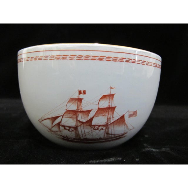 Spode Copeland Red Gold Trade Winds Ship Brig Built Rice or Cereal Bowl Set of 4 For Sale - Image 11 of 11