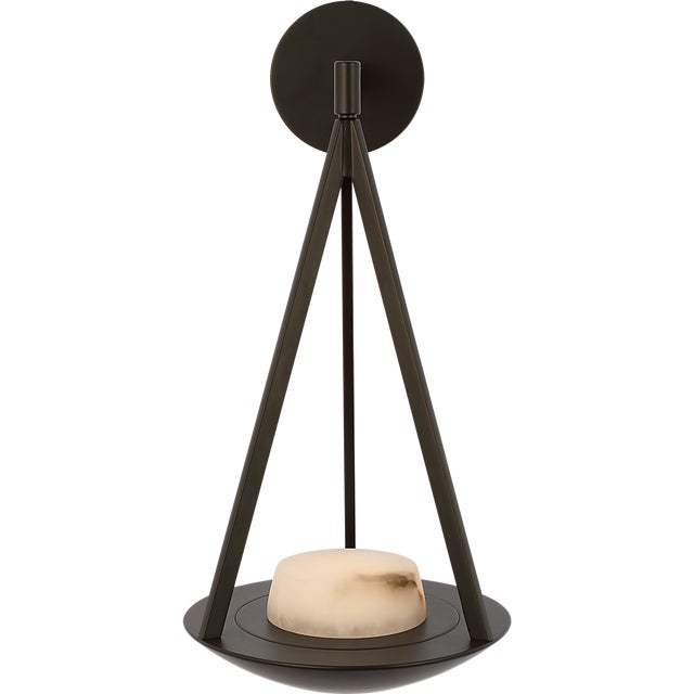 Divina 19" Floating Bowl Sconce in Modern Iron with Alabaster Designer: Barbara Barry Finish: Modern Iron Height: 19"...