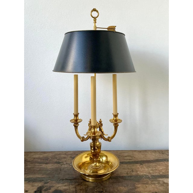 Vintage Regency French Bouillotte Three Arm Lamp For Sale In West Palm - Image 6 of 8