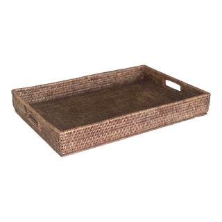 Early 21st Century Large Rattan Woven Tray For Sale