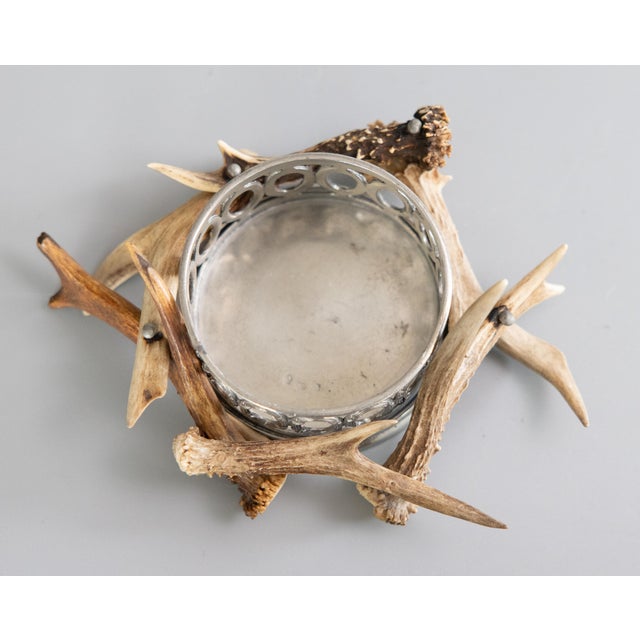 Vintage English Antler & Silver Pewter Wine Coaster For Sale In Houston - Image 6 of 10
