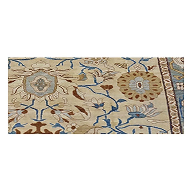 Turkish Sultanabad Wool 13x20 Ivory, Blue, & Gold Handmade Area Rug #1141140 For Sale - Image 4 of 6