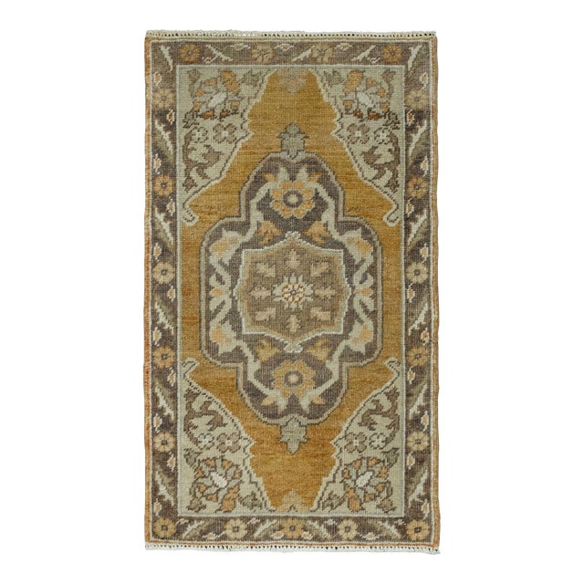 Turkish Mini Rug Oriental Hand Knotted Vintage Rug 1'9" x 3' #16327 For Sale