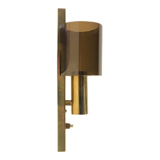 Danish Gilt Brass & Smoked Acrylic Glass Sconce from Hassel & Teudt, 1960s For Sale
