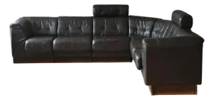 De Sede Style Swiss Black Leather Modular Sofa