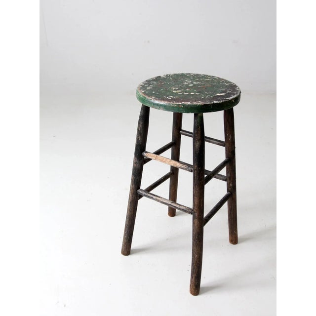 Vintage Painted Wood Stool For Sale - Image 11 of 12