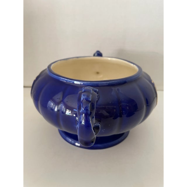 1940s Vintage Hand-Painted Porcelain Soup/Sauce Tureen with Underplate - 2 Pieces For Sale - Image 9 of 10