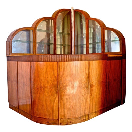 Art Deco Bar with Engraved Bevel Mirror, 1946 For Sale