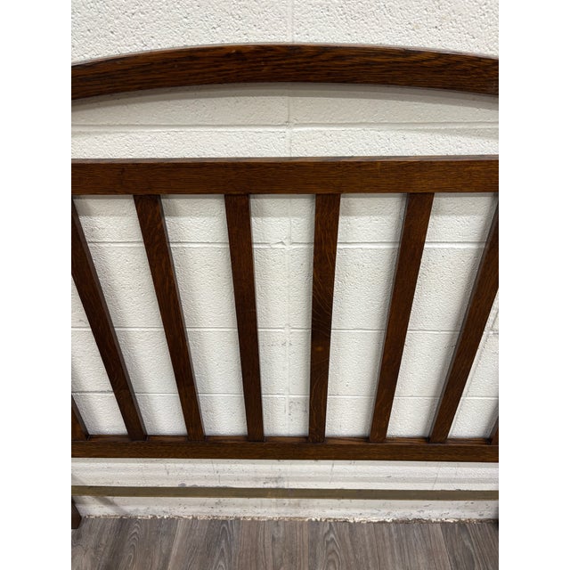 Wood Antique Full Size Northwestern MFG Co Arts & Crafts Mission Tiger Oak Bed For Sale - Image 7 of 18