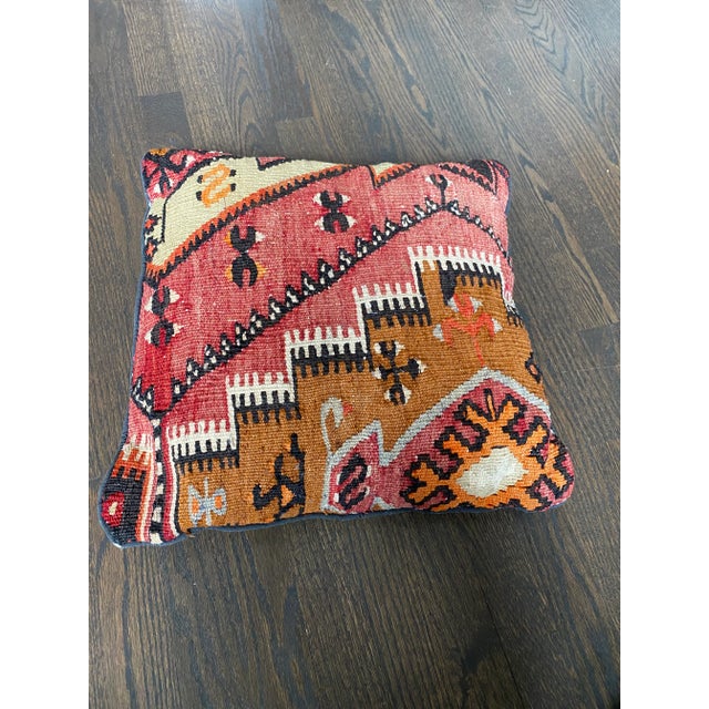 Vintage Turkish Kilim Rug Pillow - 16x16" For Sale In Chicago - Image 6 of 6