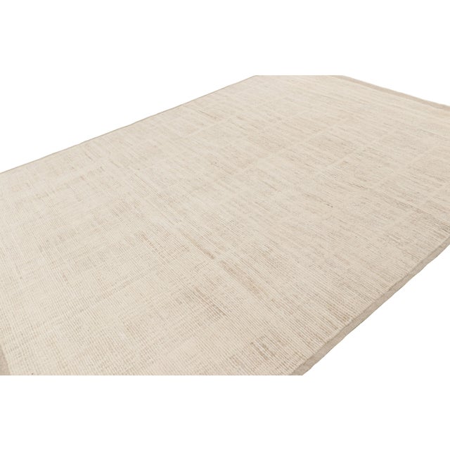 Rug & Kilim Rug & Kilim’s Modern Textural Rug in Cream White Tones with Ribbed Stripes - 9x12 For Sale - Image 4 of 7