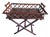 Vintage Butler Tray Serving Table Featuring a Dark Stained Finish and Distinctive Woven Rattan Panels. For Sale