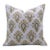 Fabdivine Artisan Block Print Throw Pillow Cover 16x16 Inch Off-White Linen- Chimani For Sale