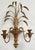 Pair of large Mid-Century era Italian hand-carved gilt wood wheat sheaf candle wall sconces that hold three (3) taper...