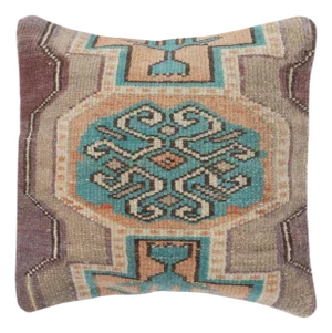 14"x14" Traditional Turkish Wool Cushion Cover. Rug Pillow. Accent Pillow Cover