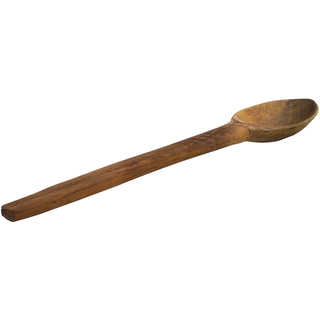 Antique handcrafted Moroccan cedar-wood large spoon. The exquisite silhouette and size are eye-catching and a sure way to...