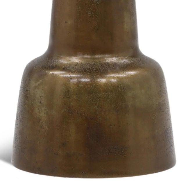 Modern Brass Finish Pedestal Side Table For Sale - Image 3 of 11