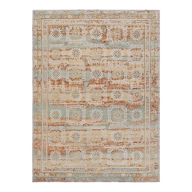 Rug & Kilim’s Oversized Block Print Rug with Colorful Geometric Floral Medallions - 14x20 For Sale