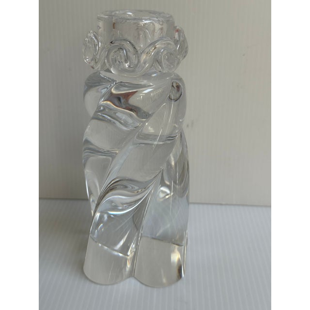 Baccarat "Aladdin" Pattern Vintage Signed 6.25"h Single Light Art Deco Candlestick Made in France For Sale - Image 9 of 16
