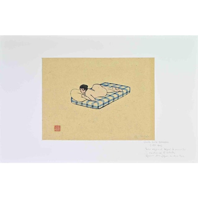 Woodcut print realized in the early 20th Century. Proof on japan paper, hand signed and numbered. Edition of 50. Very good...