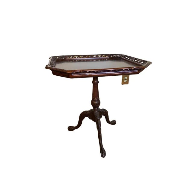 1930s Vintage Chippendale Flame Mahogany Tilt Top Table For Sale - Image 6 of 9