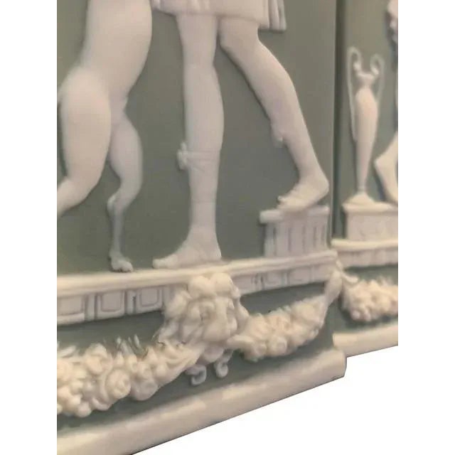 Wedgwood Vintage Sage Green Wedgwood Vases - a Pair For Sale - Image 4 of 6