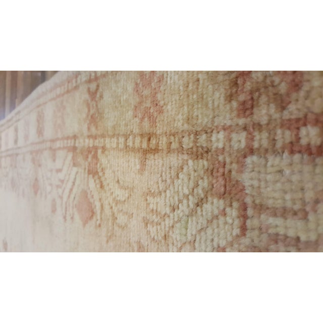 Antique Oushak Runner, Turkish and Oriental Rug, Handmade Beige Rug For Sale - Image 10 of 16