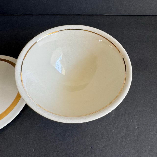 Mid Century Modern Hyalyn Covered Dish Atomic Vintage Ceramic Candy Dish For Sale - Image 6 of 7